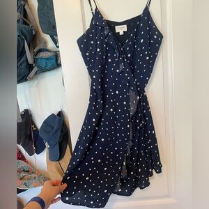 Everly Midnight Blue Dress with White Dots